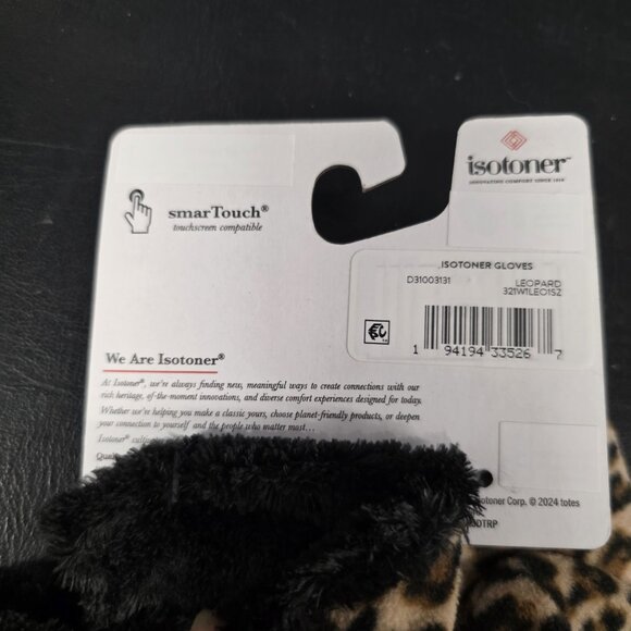 isotoner gloves womens Smartouch Leopard Print Winter Lined Women's One Size - Picture 3 of 7